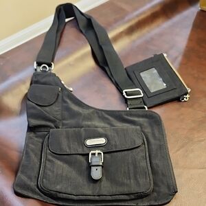 Black Travel Bag with Adjustable Strap and Relaxed Design